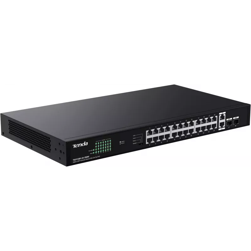 Tenda TEG1128P-24-250W neupravovaný switch 26x1GbE 2xSFP PoE+ 250W