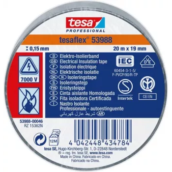 tesa 53988-00001-00 profesionálna elektroizolačná páska, PVC, čierna, 20 m x 19 mm