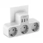 TESSAN Nástenná Zásuvka TS-323-DE-C s 3 AC Zásuvkami a 3 USB-A Konektormi, 16A, 3680W, Biela