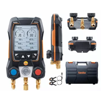testo 550s digitálny manifold-merací set s Bluetooth a 2 bezdrôtovými kliešťovými teplotnými snímačmi (0564 5501)