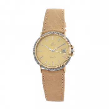 TETRA dámske hodinky 113-C 32mm strieborný ciferník čierny kožený remienok