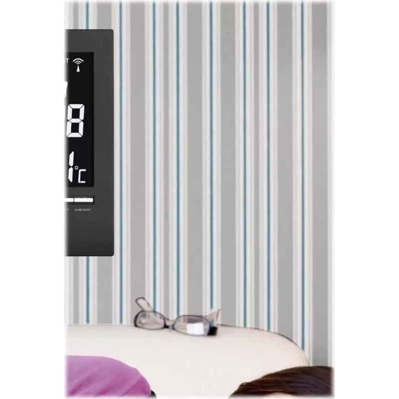 TFA 60.4508 rádiové nástenné hodiny, strieborný rám, biely ciferník, priemer 30 cm, plynulá sekundová ručička