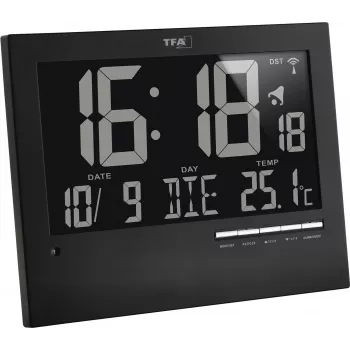 TFA 60.4508 rádiové nástenné hodiny, strieborný rám, biely ciferník, priemer 30 cm, plynulá sekundová ručička