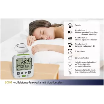 TFA Dostmann BOOM vysokovýkonný rádiový budík, čierny 60.2538.02