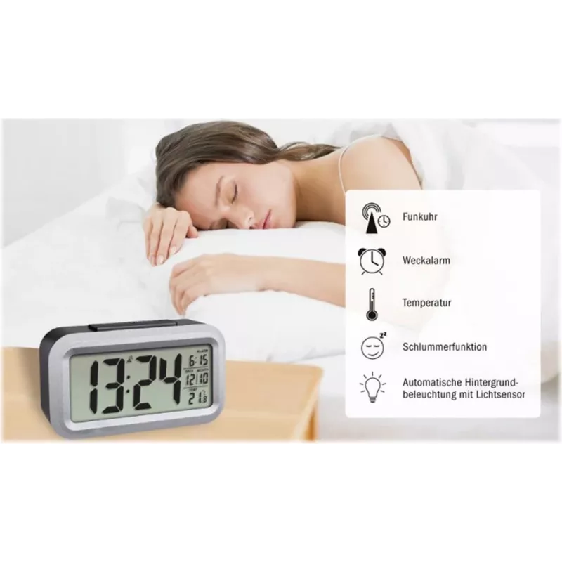 TFA Dostmann Lumio Plus rádiobudík čierny/strieborný