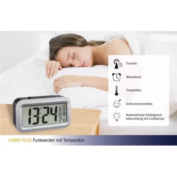 TFA Dostmann Lumio Plus rádiobudík čierny/strieborný