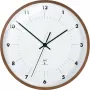 TFA Dostmann rádiové nástenné hodiny s dreveným rámom, priemer 25,5 cm, biely ciferník, arabské číslice, na batérie, DCF77 98.1097