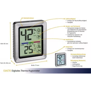 TFA EXACTO digitálny termo-hygrometer strieborný (30.5047.54)