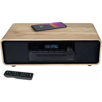 Thomson MIC300IBT 60W micro Hi-Fi systém s Bluetooth, CD, FM rádiom, USB, Qi bezdrôtovým nabíjaním - čierna/drevo TH388657