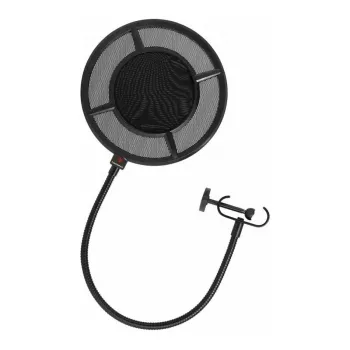 THRONMAX P1 dvojvrstvový nylonový sieťový pop filter s 350 mm husím krkom a univerzálnou skrutkovou svorkou, čierny