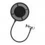 THRONMAX P1 dvojvrstvový nylonový sieťový pop filter s 350 mm husím krkom a univerzálnou skrutkovou svorkou, čierny