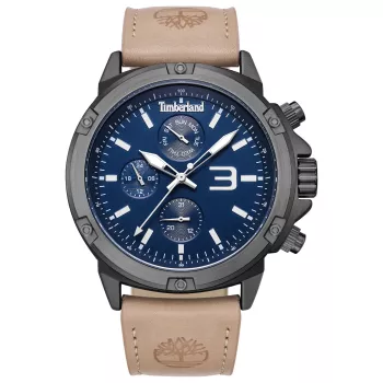Timberland pánske Henniker II analógové quartz hodinky TDWGF9002902 46 mm modrý ciferník hnedý kožený náramok
