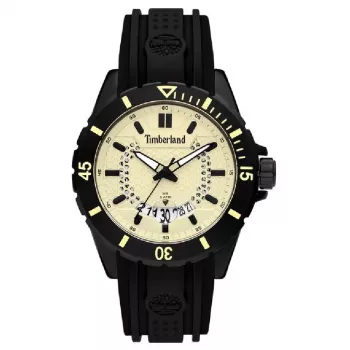 TIMBERLAND pánske Medford 46mm béžový ciferník čierny silikónový remienok quartz hodinky 15578JSB-14P