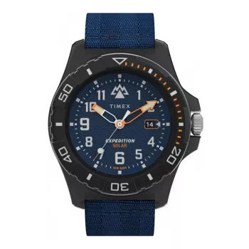 TIMEX pánske Expedition North Field Post Solar hodinky TW2V40300 – 46mm ušľachtilá oceľ, zelený ciferník, hnedý kožený remienok, solárny quartz