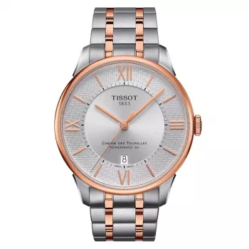 TISSOT T-Classic Chemin des Tourelles pánske automatické hodinky 42 mm nerezová oceľ s PVD ružového zlata