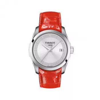 TISSOT T-Classic Couturier dámske hodinky T035210160310 32 mm strieborný ciferník biely kožený remienok