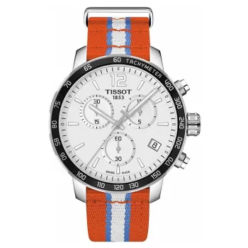 TISSOT T-Sport Quickster pánske švajčiarske quartzové chronografové hodinky 42 mm biely ciferník biely silikónový remienok T09547170371