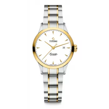 TITONI Airmaster dámske hodinky 23733SY-583 29mm Swiss Quarz nerezová oceľ so žltým zlatom PVD