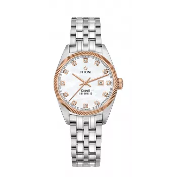 TITONI dámske automatické hodinky 818SRG-622 30 mm nerezová oceľ s diamantmi