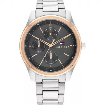 Tommy Hilfiger pánske 1710541 analógové quartz hodinky 44 mm oceľové puzdro hnedý kožený remienok modrý ciferník