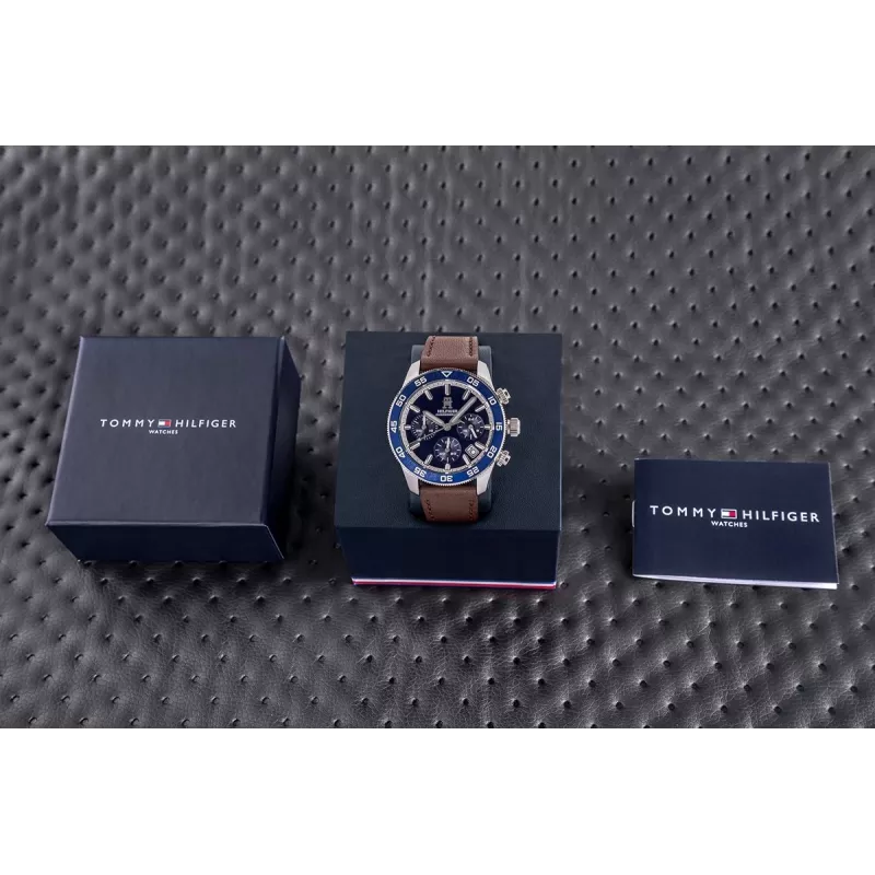 Tommy Hilfiger pánske hodinky Damon Quartz 1792163 41 mm nerezová oceľ modrý ciferník