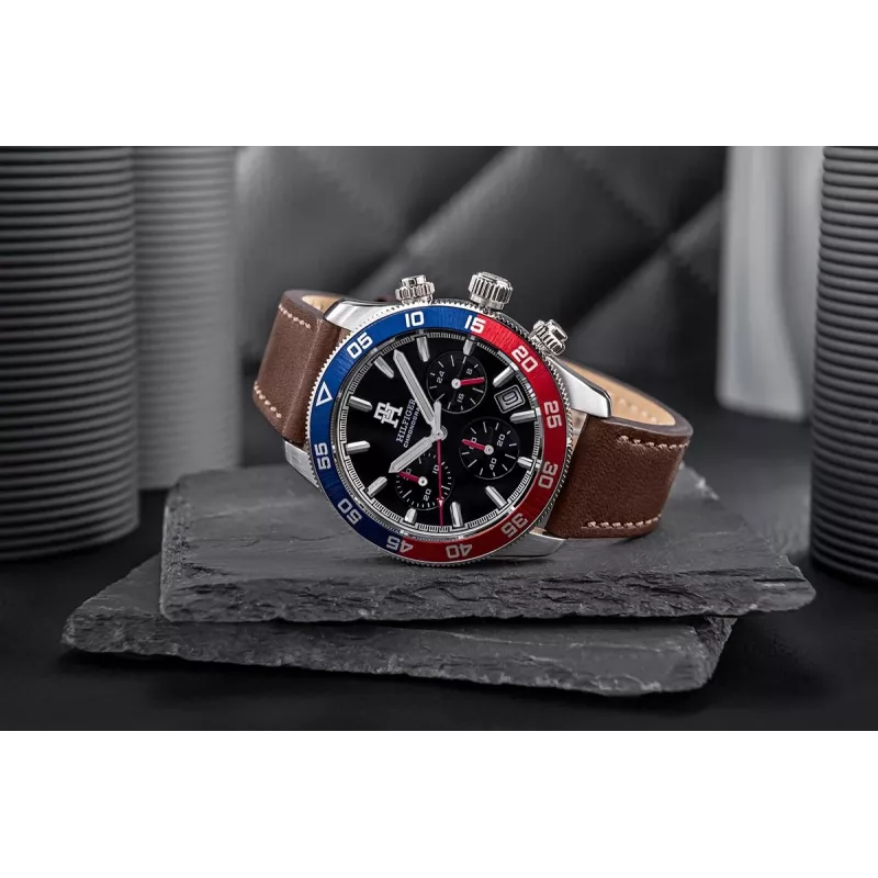 Tommy Hilfiger pánske hodinky Damon Quartz 1792166 40 mm modrý ciferník hnedá koža