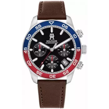 Tommy Hilfiger pánske hodinky Damon Quartz 1792166 40 mm modrý ciferník hnedá koža