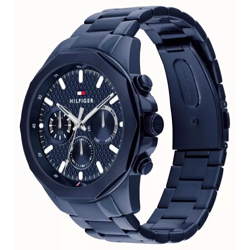 Tommy Hilfiger pánske Decker quartz hodinky 1710652 46mm modrý ciferník nerezová oceľ