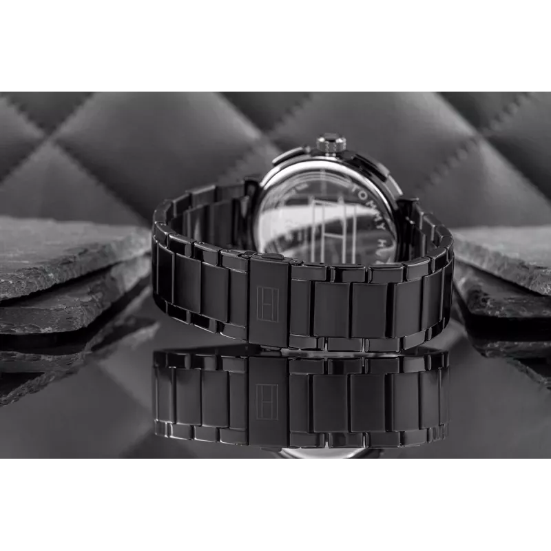 Tommy Hilfiger pánske hodinky Decker quartz 44 mm oceľ modrý ciferník hnedá koža