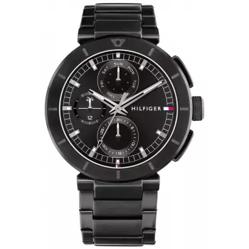 Tommy Hilfiger pánske hodinky Decker quartz 44 mm oceľ modrý ciferník hnedá koža
