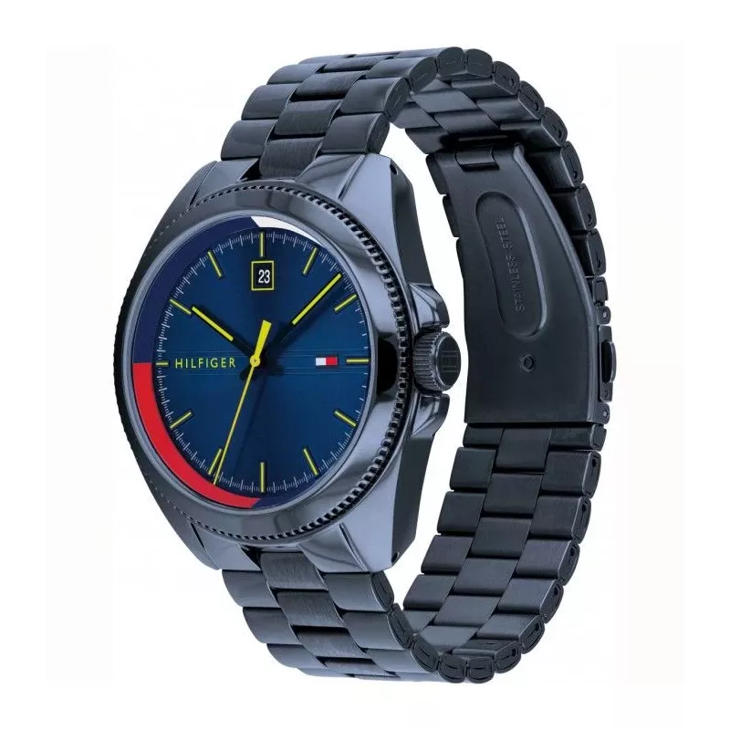 Tommy Hilfiger pánske hodinky TH1791689 44 mm modrý ciferník hnedý kožený remienok