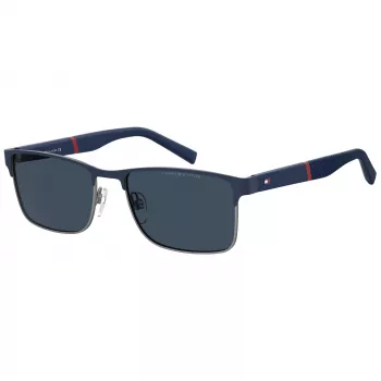 TOMMY HILFIGER TH-2040-S-KU0 pánske obdĺžnikové slnečné okuliare Havana acetátový rám sivé polykarbonátové šošovky UV400