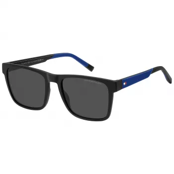 TOMMY HILFIGER TH-2144-S-D51 pánske obdĺžnikové slnečné okuliare - čierny acetátový rám, sivé polykarbonátové šošovky 55/19/145 mm