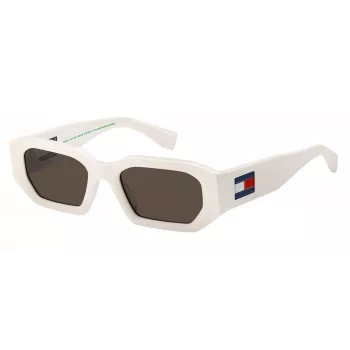 TOMMY JEANS TJ-0099-S-VK6 unisex obdĺžnikové slnečné okuliare, čierny rám, dymovosivé sklá, 53/20/145 mm
