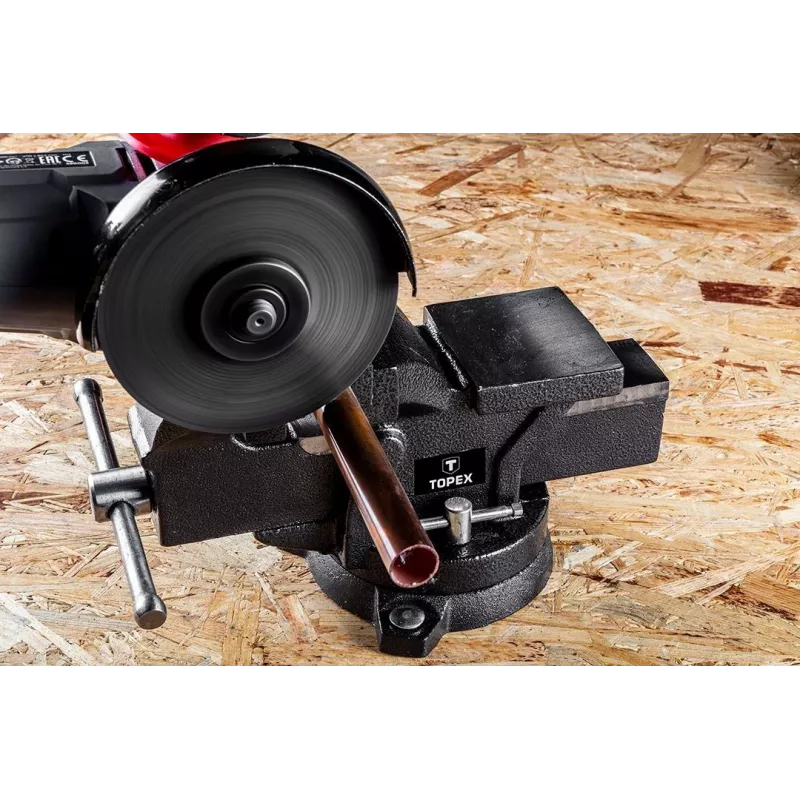 TOPEX otočný zverák pre zámočníkov 125 mm s 360° otočnou základňou a nákovou
