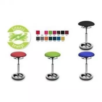 Topstar Sitness High Bob ergonomická stolička, čierny polyesterový sedák, plynulé nastavenie výšky 580-830 mm, leštená hliníková kruhová základňa, nosnosť 110 kg SU59 BR0