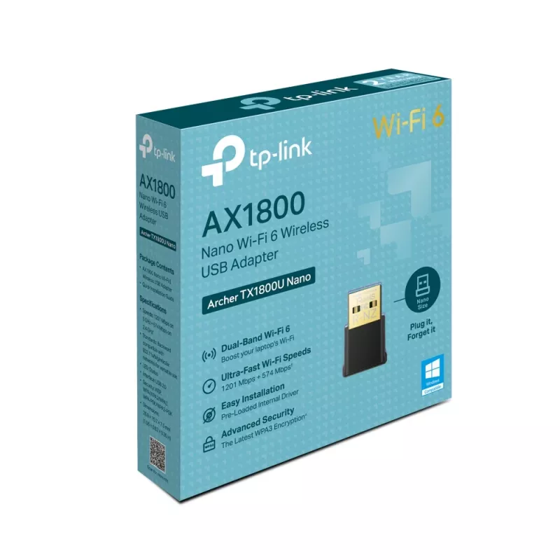 TP-LINK Archer TX1800U Nano AX1800 Dual Band Wi-Fi 6 USB adaptér, 1.8 Gbps