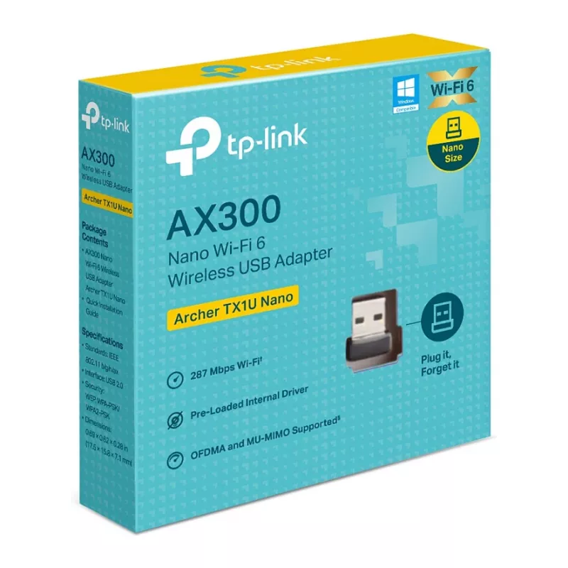 TP-Link Archer TX1U Nano AX300 Wi-Fi 6 USB adaptér s internými anténami, USB 2.0