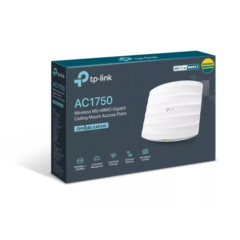 TP-Link EAP245 AC1750 bezdrôtový dvojpásmový gigabitový stropný access point, PoE, biely