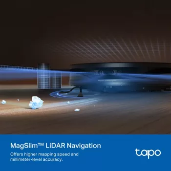 TP-Link Tapo RV20 Max Plus robotický vysávač a mop s vysávacou stanicou, LiDAR navigácia, 4200 Pa sací výkon, 2600 mAh batéria, Wi-Fi, Alexa & Google Assistant