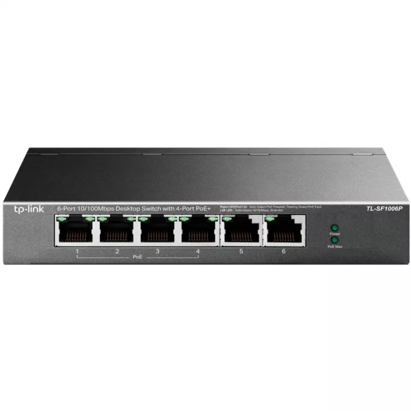 TP-LINK TL-SF1006P 6-portový 10/100 Mbps desktop switch so 4-portovým PoE+ (67W)