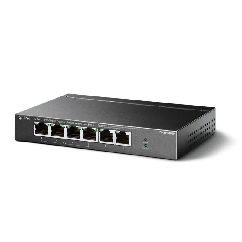 TP-LINK TL-SF1006P 6-portový 10/100 Mbps desktop switch so 4-portovým PoE+ (67W)