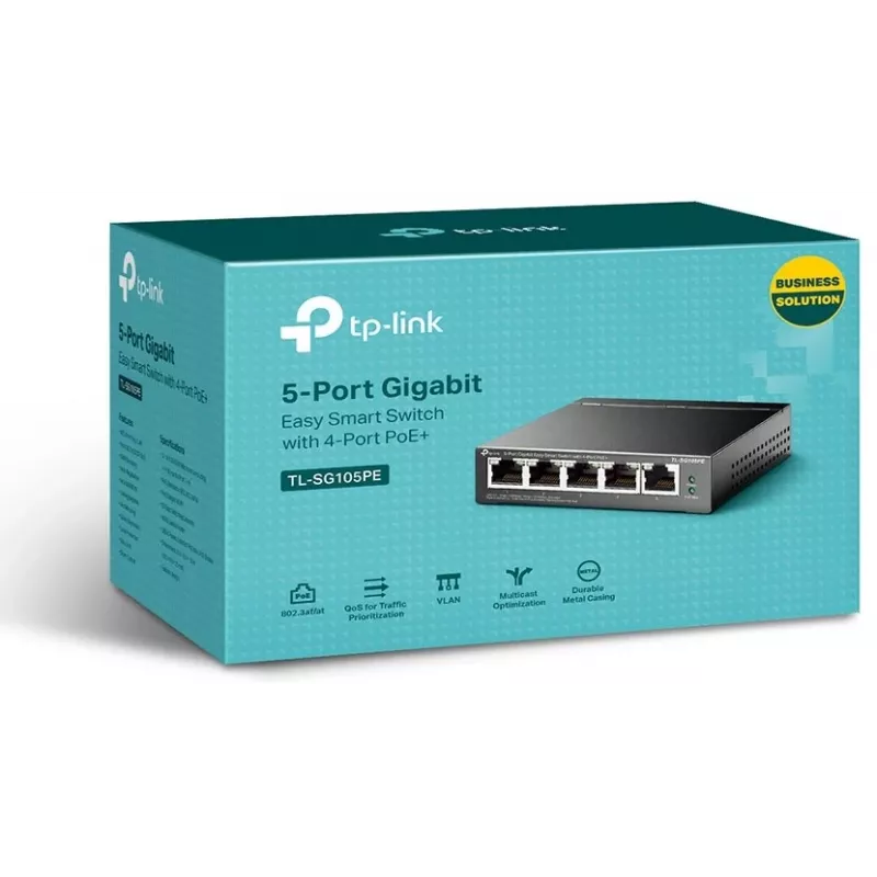 TP-Link TL-SG105PE Easy Smart Gigabit switch so 4-portovým PoE+