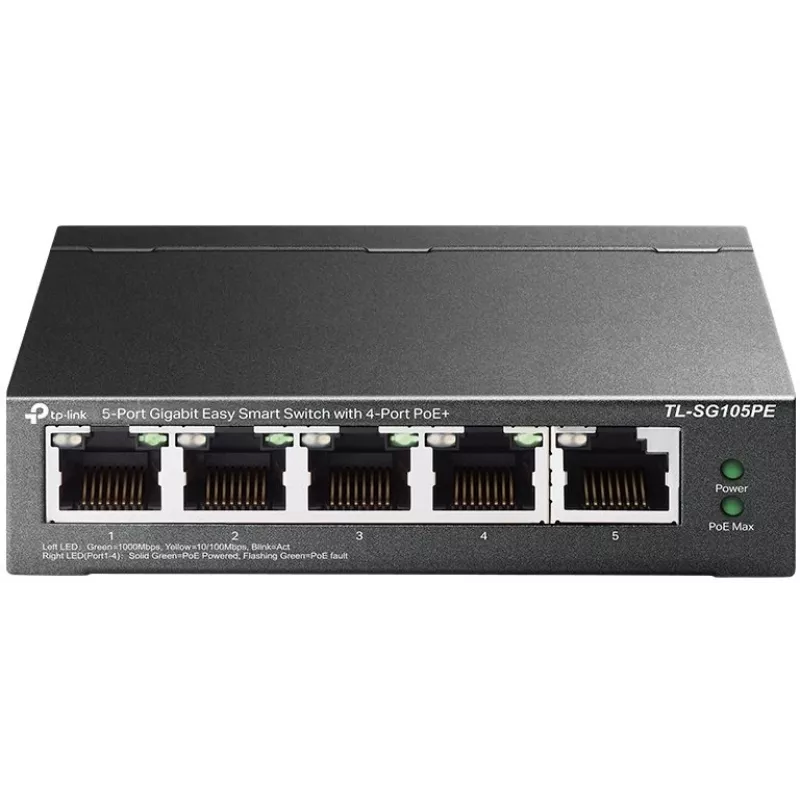 TP-Link TL-SG105PE Easy Smart Gigabit switch so 4-portovým PoE+