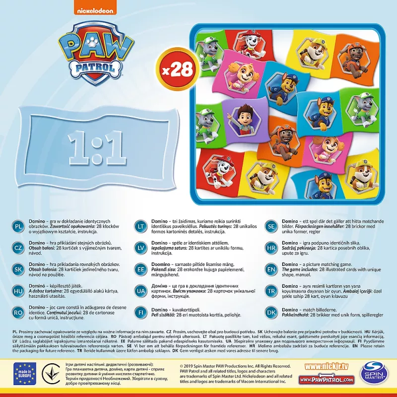 TREFL GRY Domino Paw Patrol – vzdelávacia hra pre deti