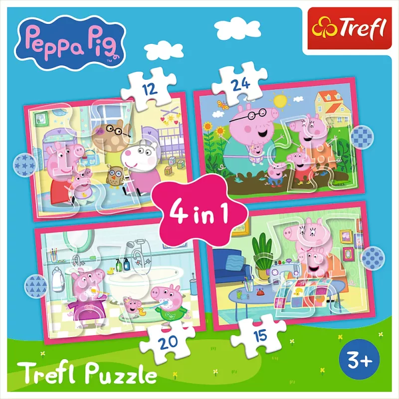 TREFL PUZZLE 4 v 1 (12, 15, 20, 24) – Peppa miluje dobrodružstvá – Trefl 34672