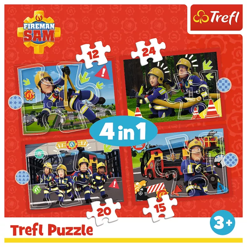 TREFL PUZZLE 4 v 1 - Dobrodružstvá hasiča Sama