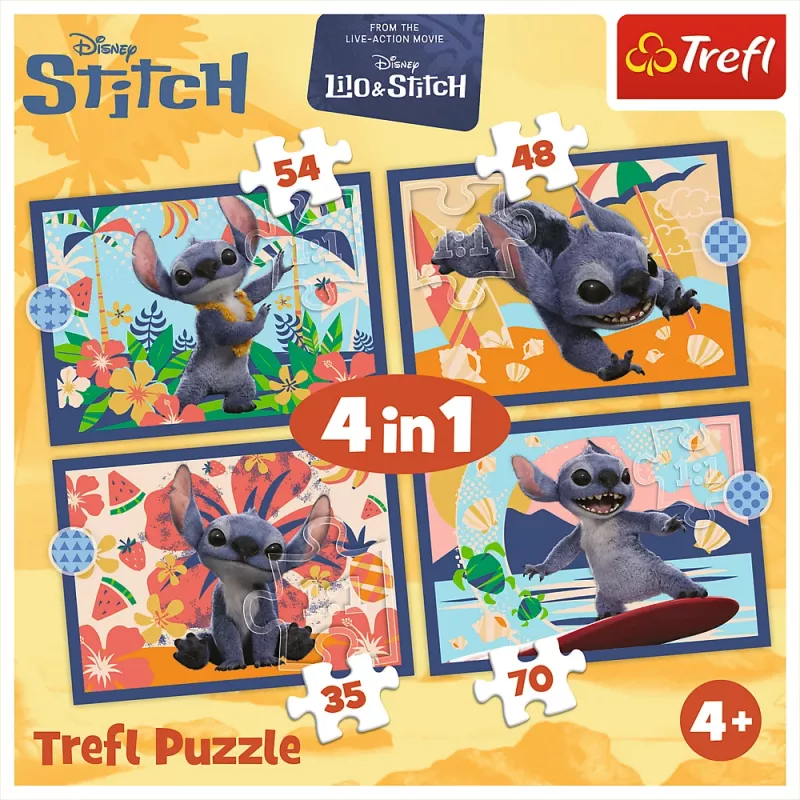 TREFL PUZZLE 4 v 1 – Havajská dovolenka – Disney Stitch Trefl 34666