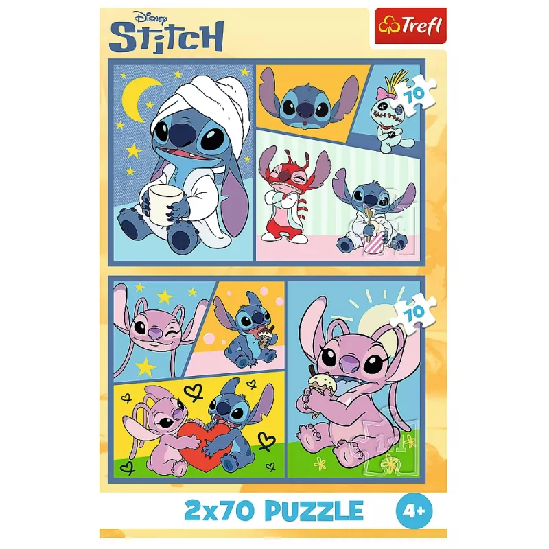 TREFL PUZZLE Puzzle 2x70 So Stitchom sa nenudíš Disney Lilo Stitch Trefl 34444