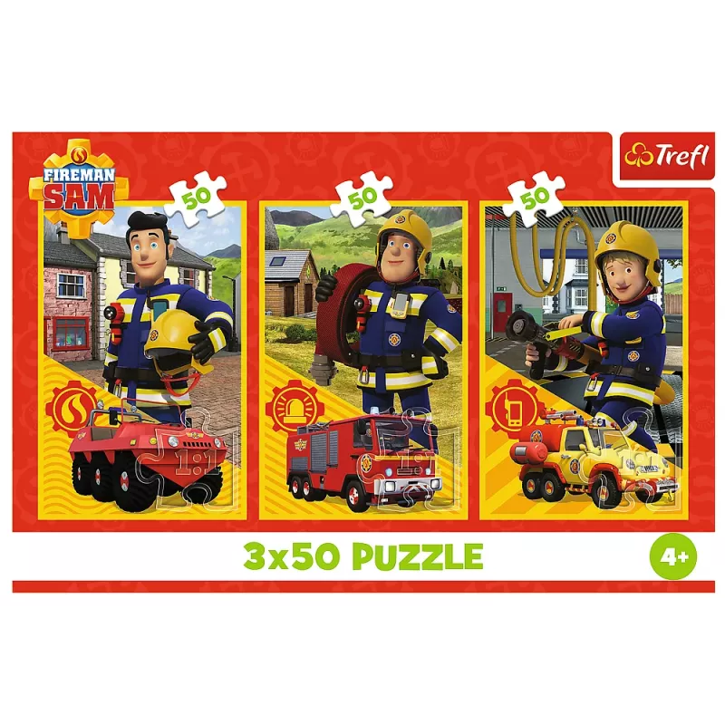 TREFL PUZZLE Puzzle - 3x50 - Hasič Sam posádka hasičskej stanice